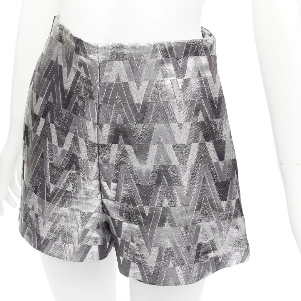 Valentino Optical Jacquard Shorts Silver Viscose Never worn - Back View