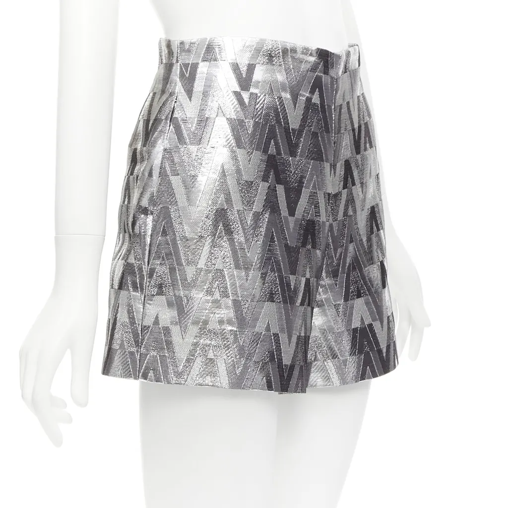 Valentino Optical Jacquard Shorts Silver Viscose Never worn - Inside View