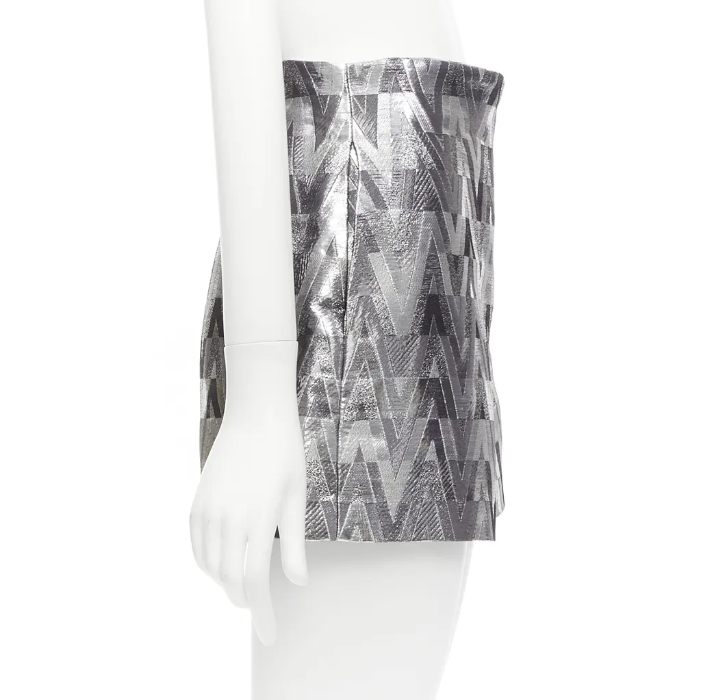 Valentino Optical Jacquard Shorts Silver Viscose Never worn - Model View