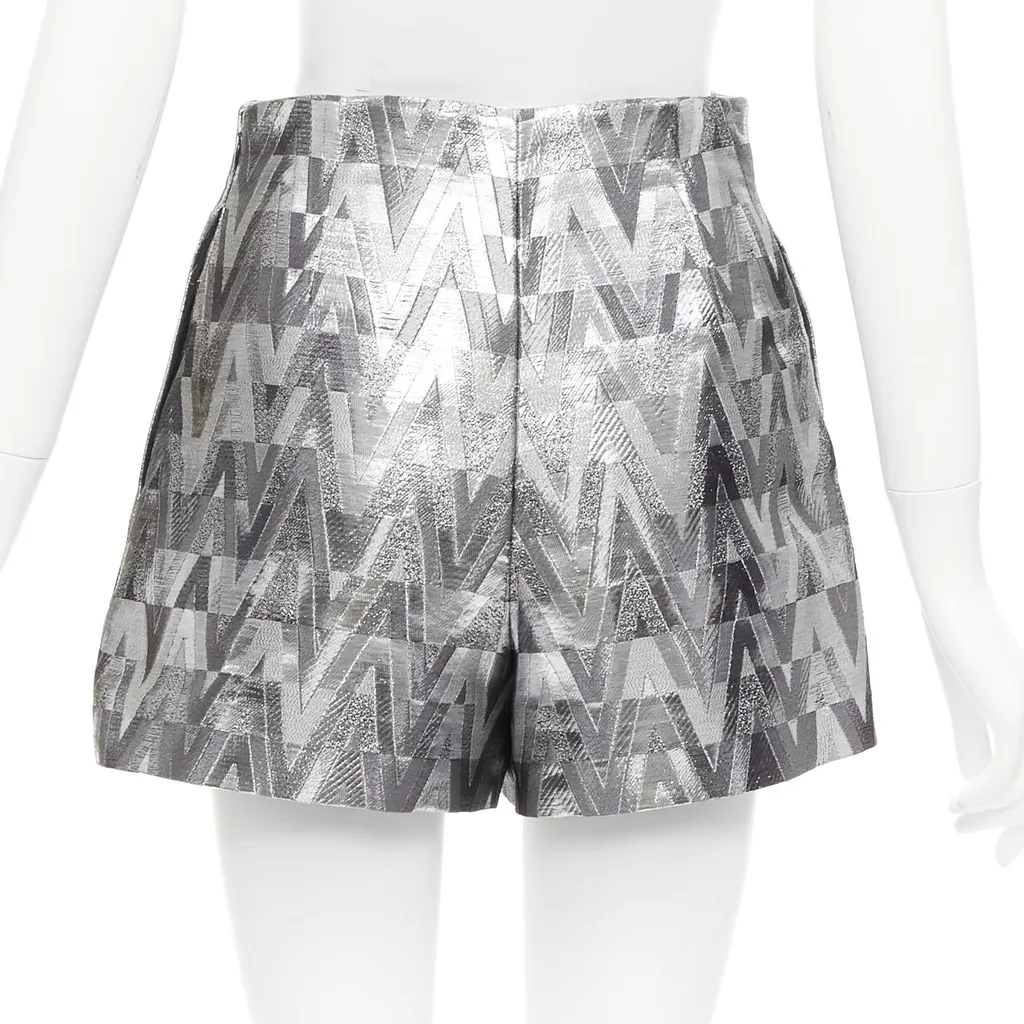 Valentino Optical Jacquard Shorts Silver Viscose Never worn - Box View