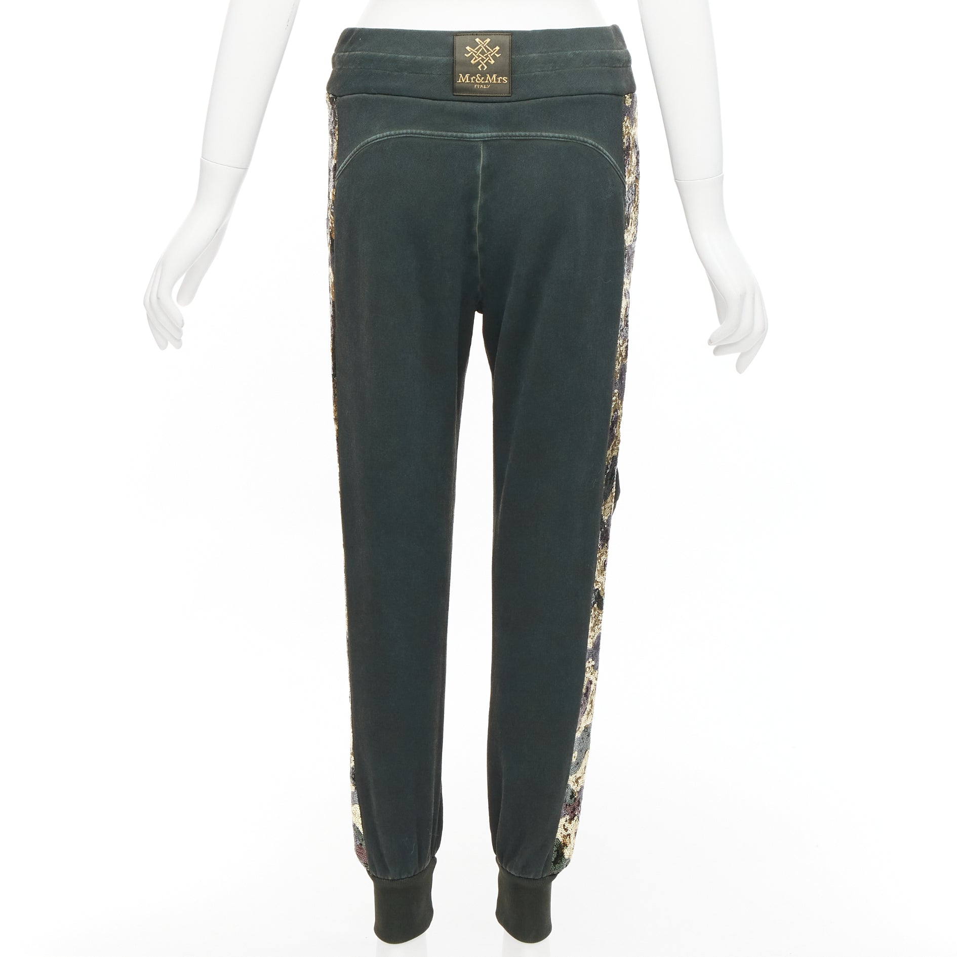 Mr & Mrs Italy Camo Sequin Joggers - Side view