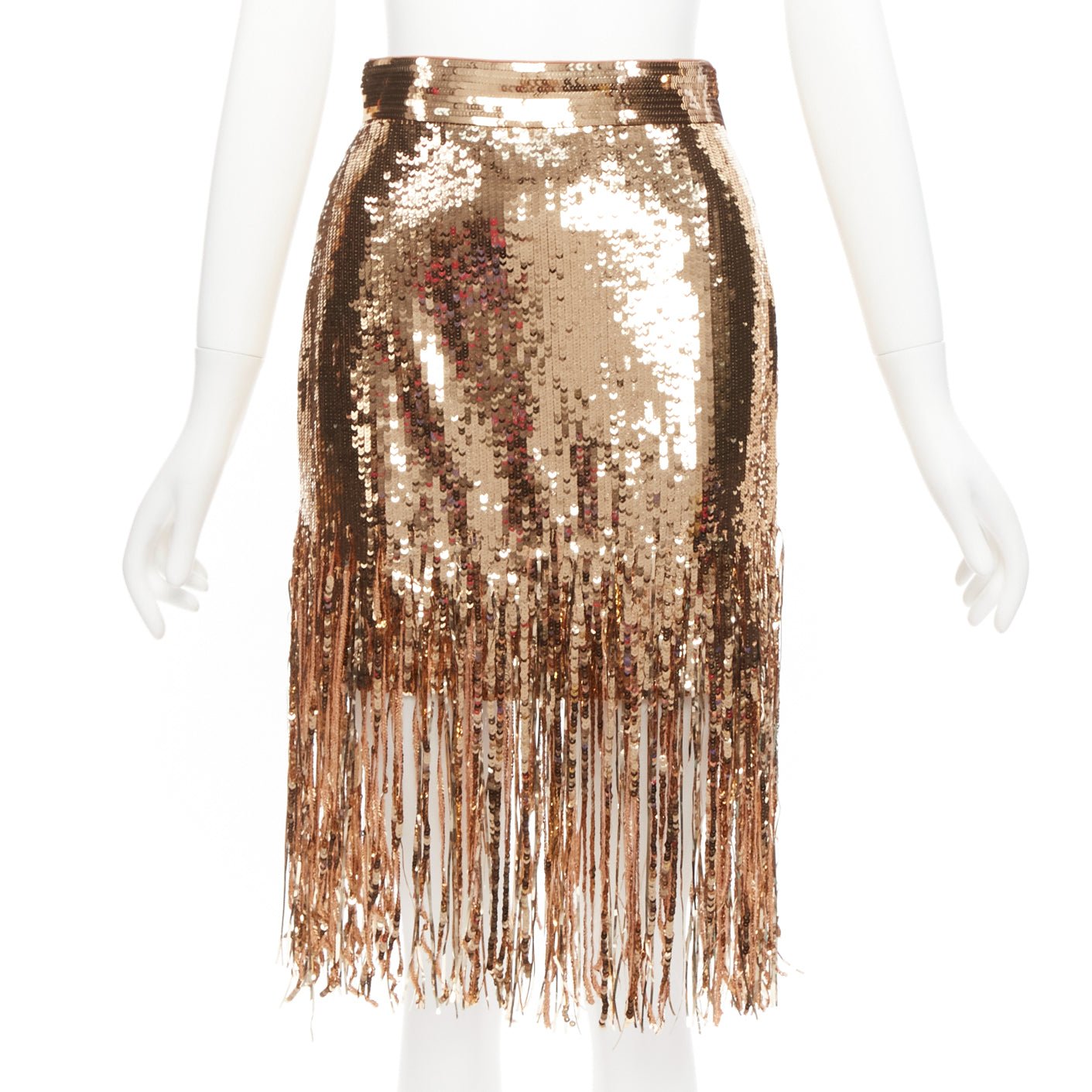 Msgm Gold Fringe Skirt