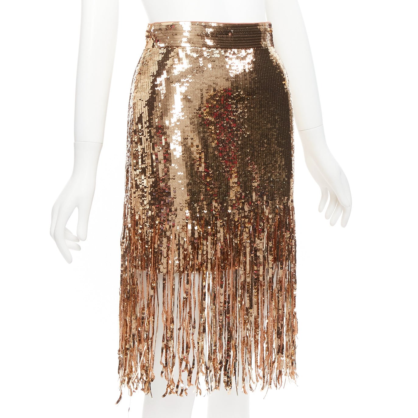 Msgm Gold Fringe Skirt - Image 6