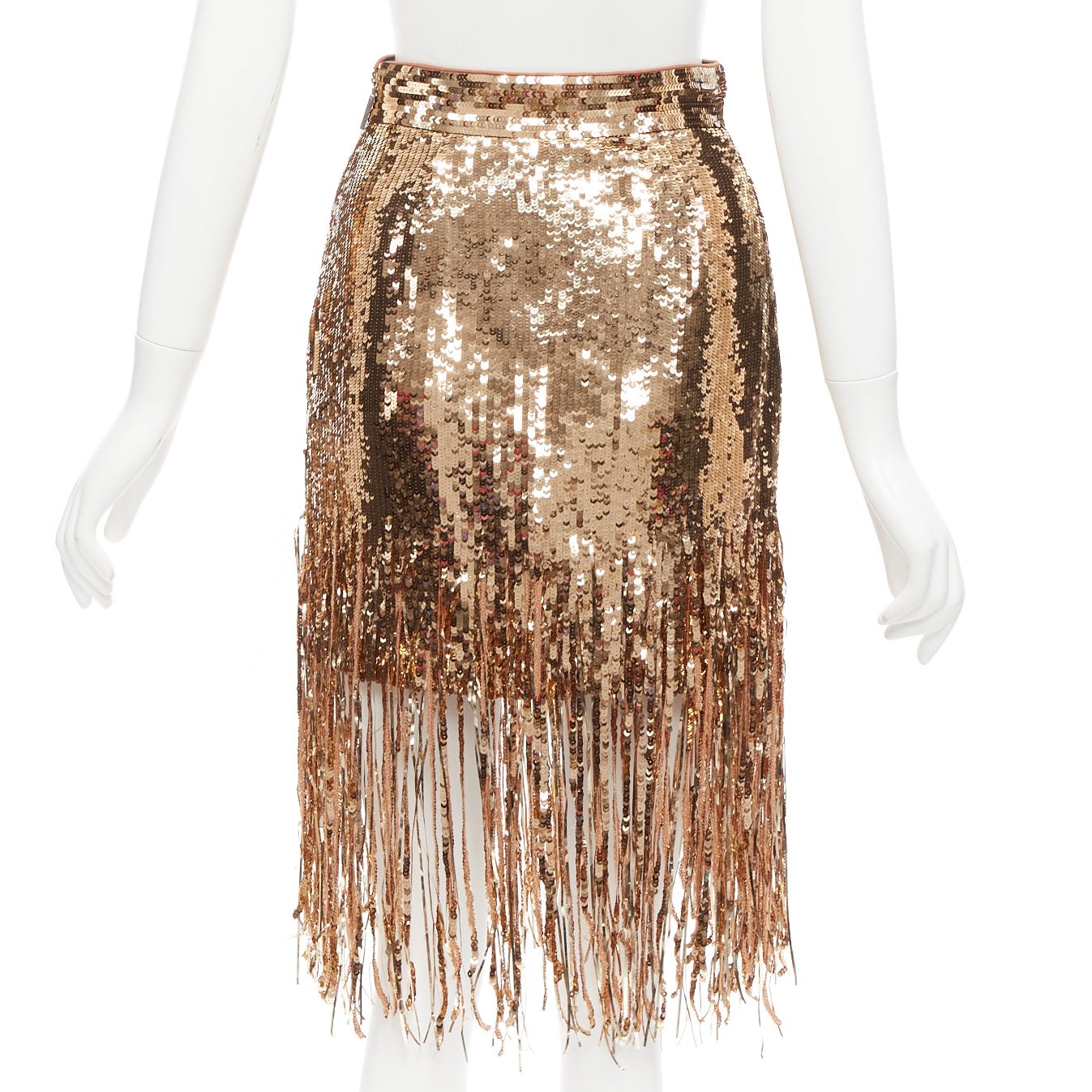 Msgm Gold Fringe Skirt - Side view