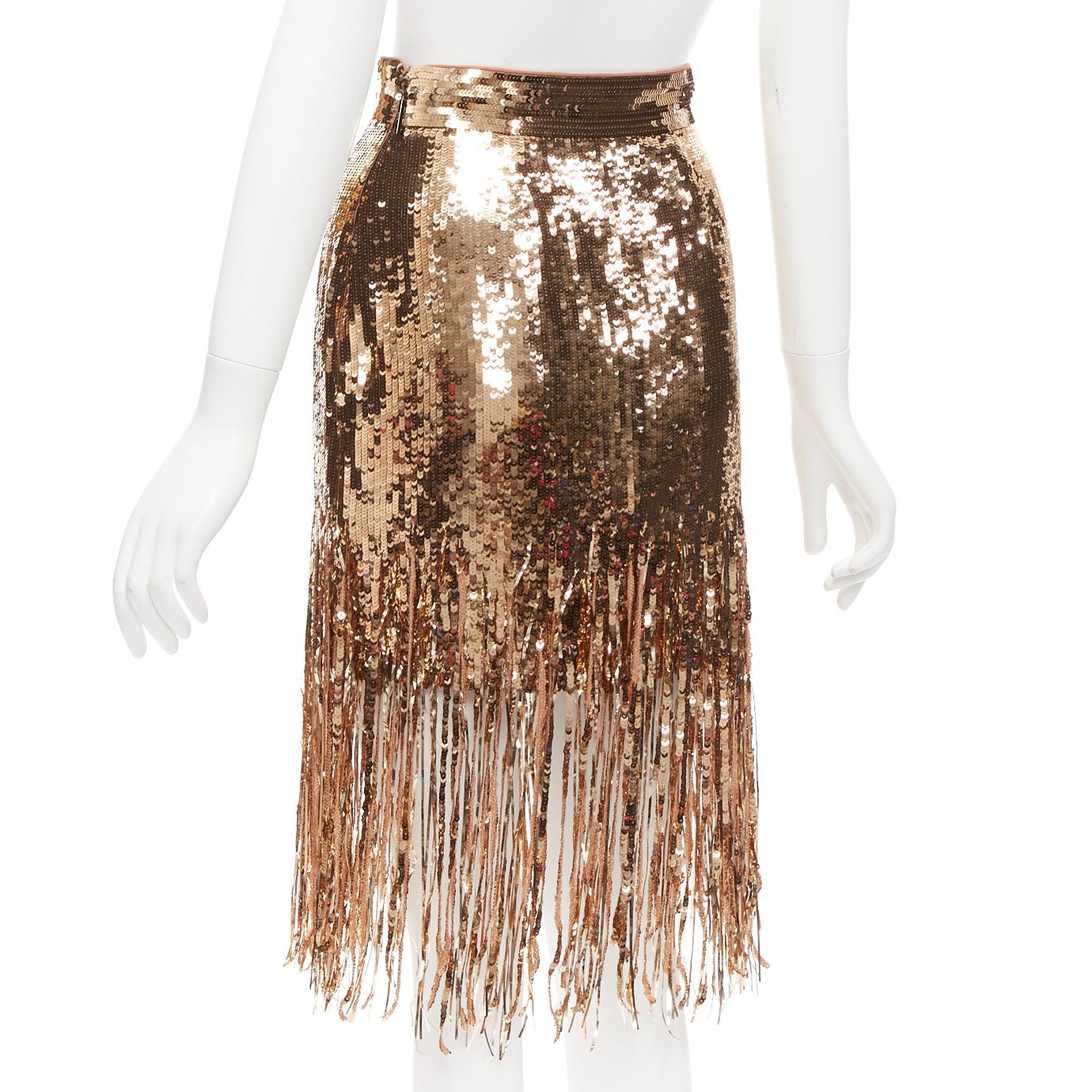 Msgm Gold Fringe Skirt - Detail 1