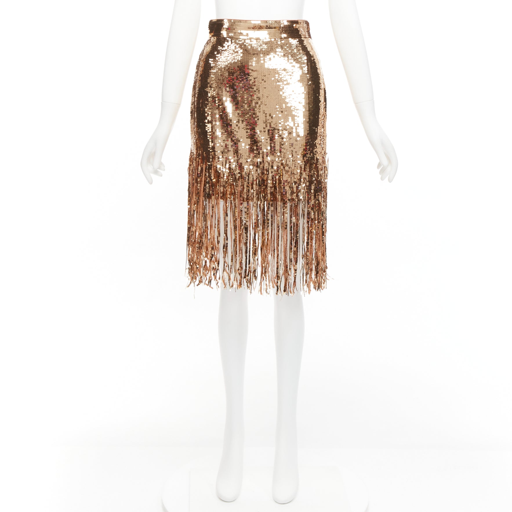 Msgm Gold Fringe Skirt - Image 11