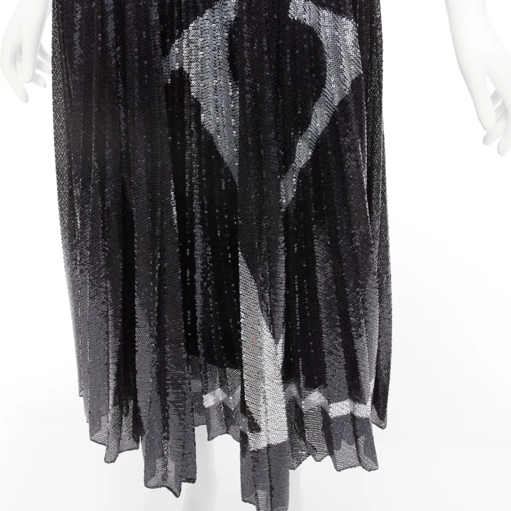 Valentino Sequins Plisse Skirt Black Polyester Never worn - Back View