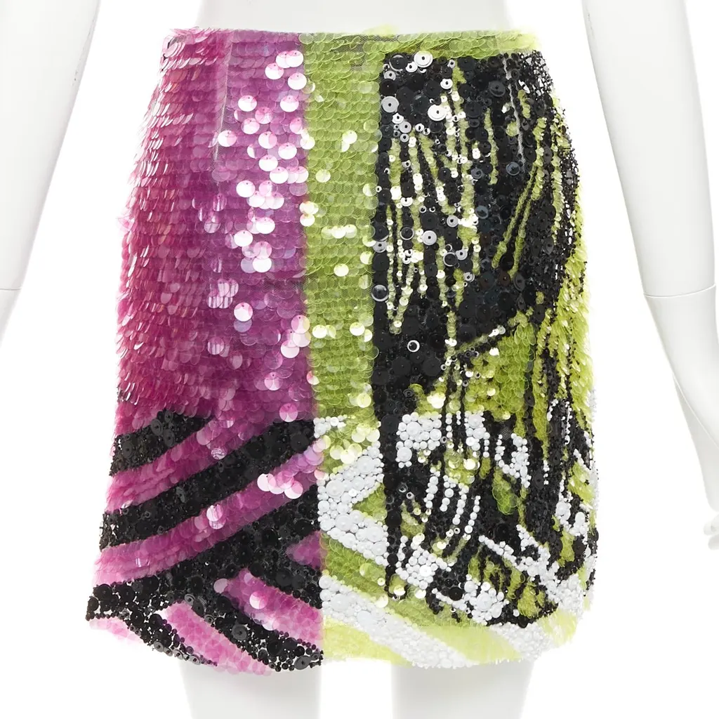 Dior Lion Embellished Skirt Green Polyamide Never worn - Back View