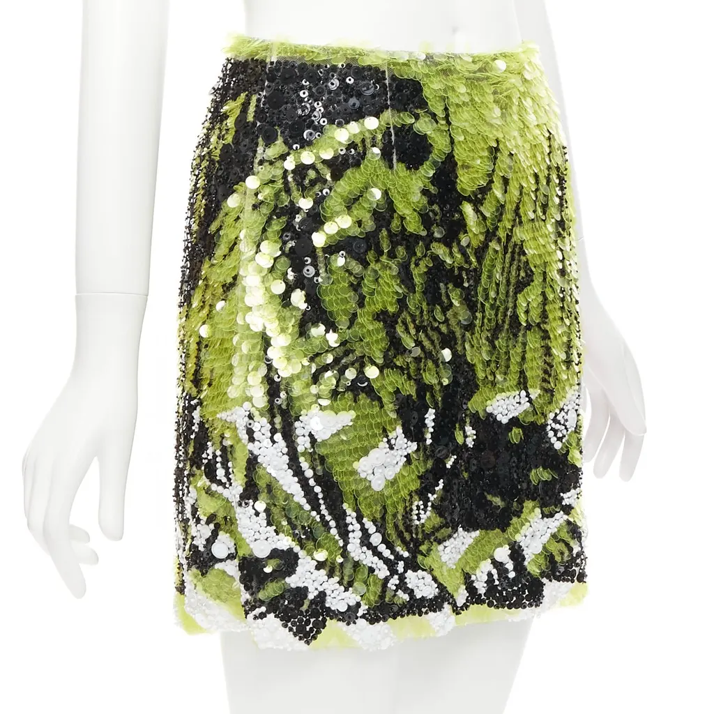 Dior Lion Embellished Skirt Green Polyamide Never worn - Inside View