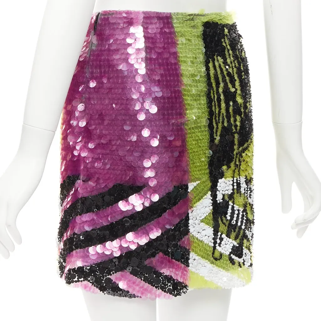 Dior Lion Embellished Skirt Green Polyamide Never worn - Box View