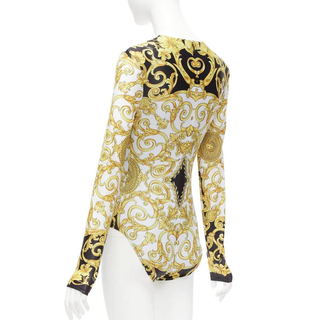 Versace Medusa Bodysuit Gold Polyamide Never worn - Box View