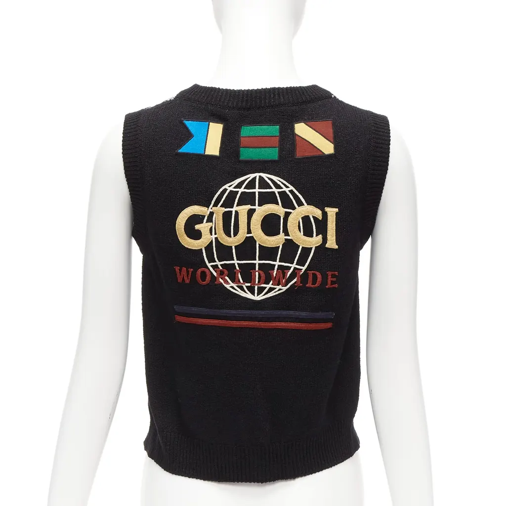 Gucci Argyle Sweater Vest Black Viscose Never worn - Front View