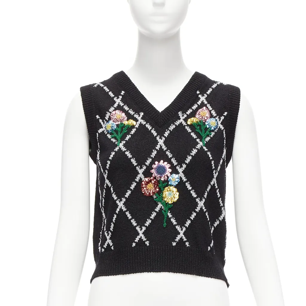 Gucci Argyle Sweater Vest Black Viscose Never worn - Back View