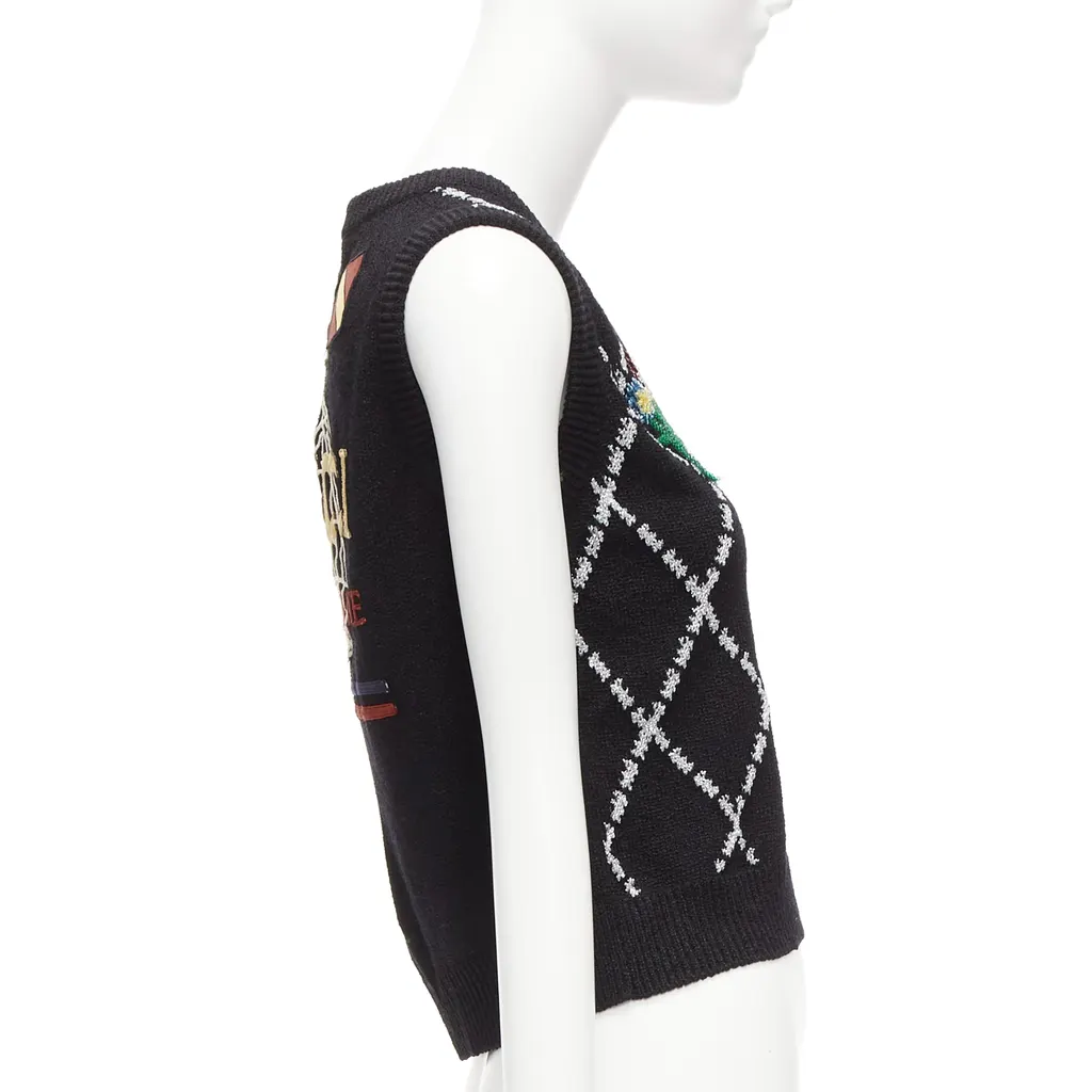 Gucci Argyle Sweater Vest Black Viscose Never worn - Model View