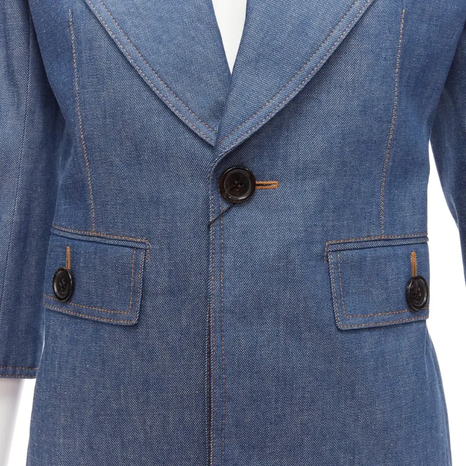 Saint Laurent Power Blazer Dress Blue Cotton Never worn, with tag - Back View