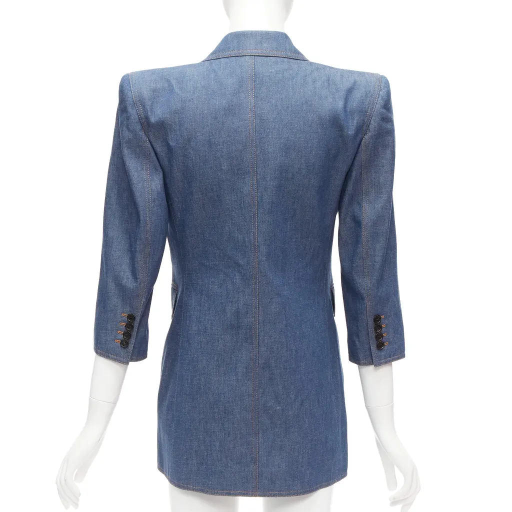 Saint Laurent Power Blazer Dress Blue Cotton Never worn, with tag - Box View