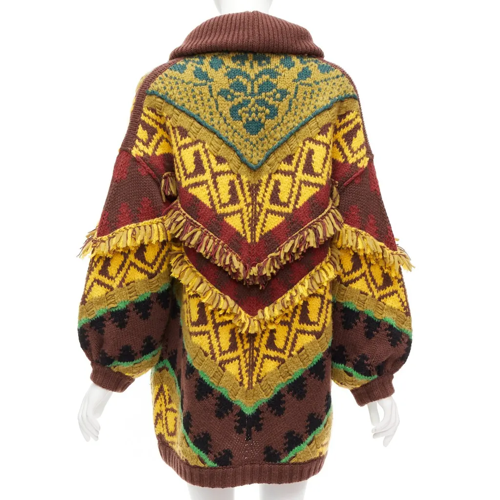 Etro Fringe Jacquard Cardigan MultiColor Wool Never worn - Box View