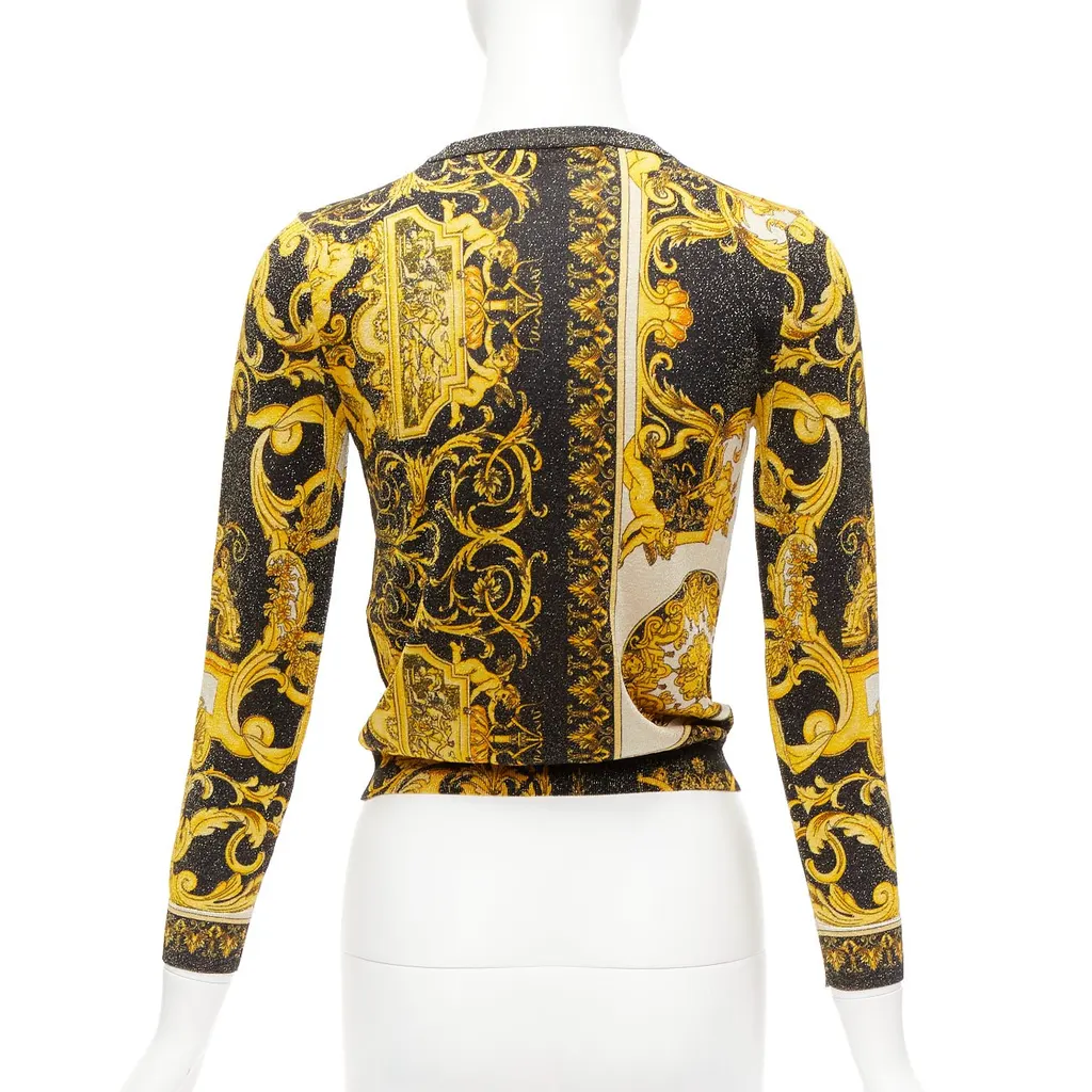 Versace Barocco Medusa Cardigan Gold Viscose Never worn - Back View