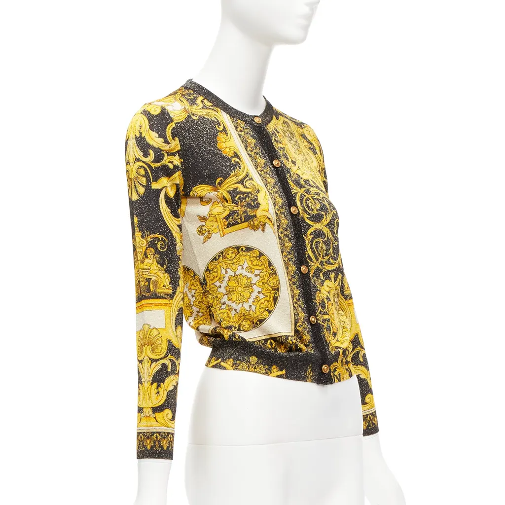 Versace Barocco Medusa Cardigan Gold Viscose Never worn - Inside View