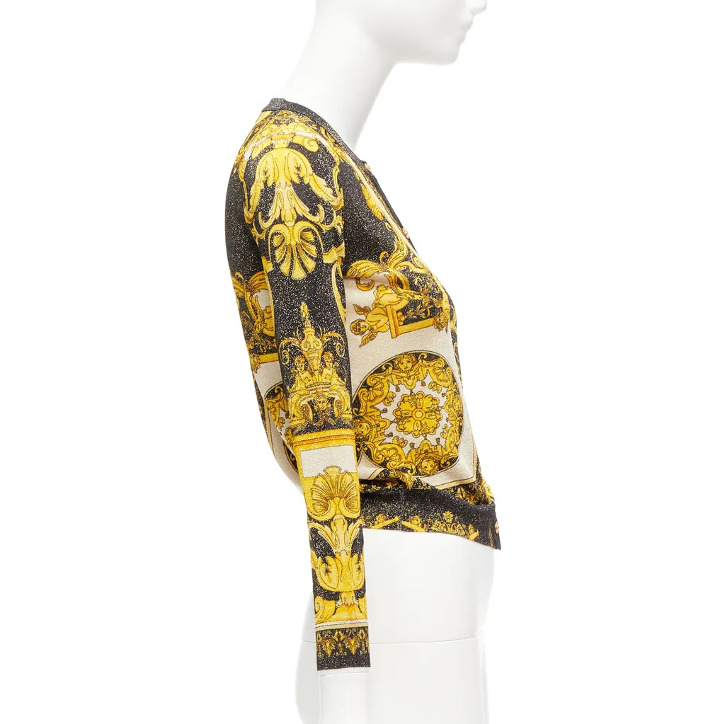 Versace Barocco Medusa Cardigan Gold Viscose Never worn - Model View