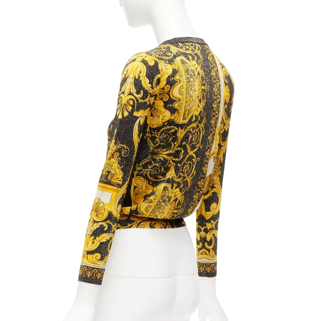 Versace Barocco Medusa Cardigan Gold Viscose Never worn - Box View