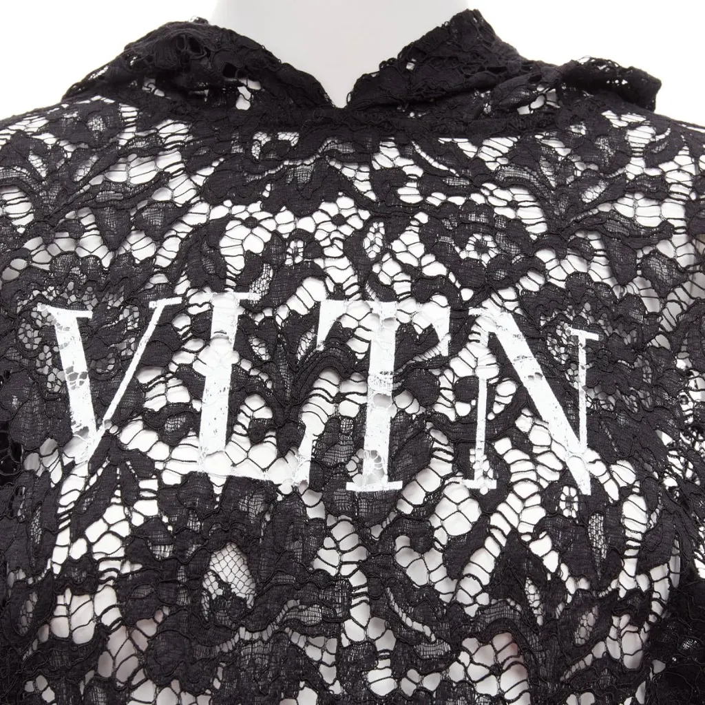 Valentino Floral Lace Hoodie Black Viscose Never worn - Back View