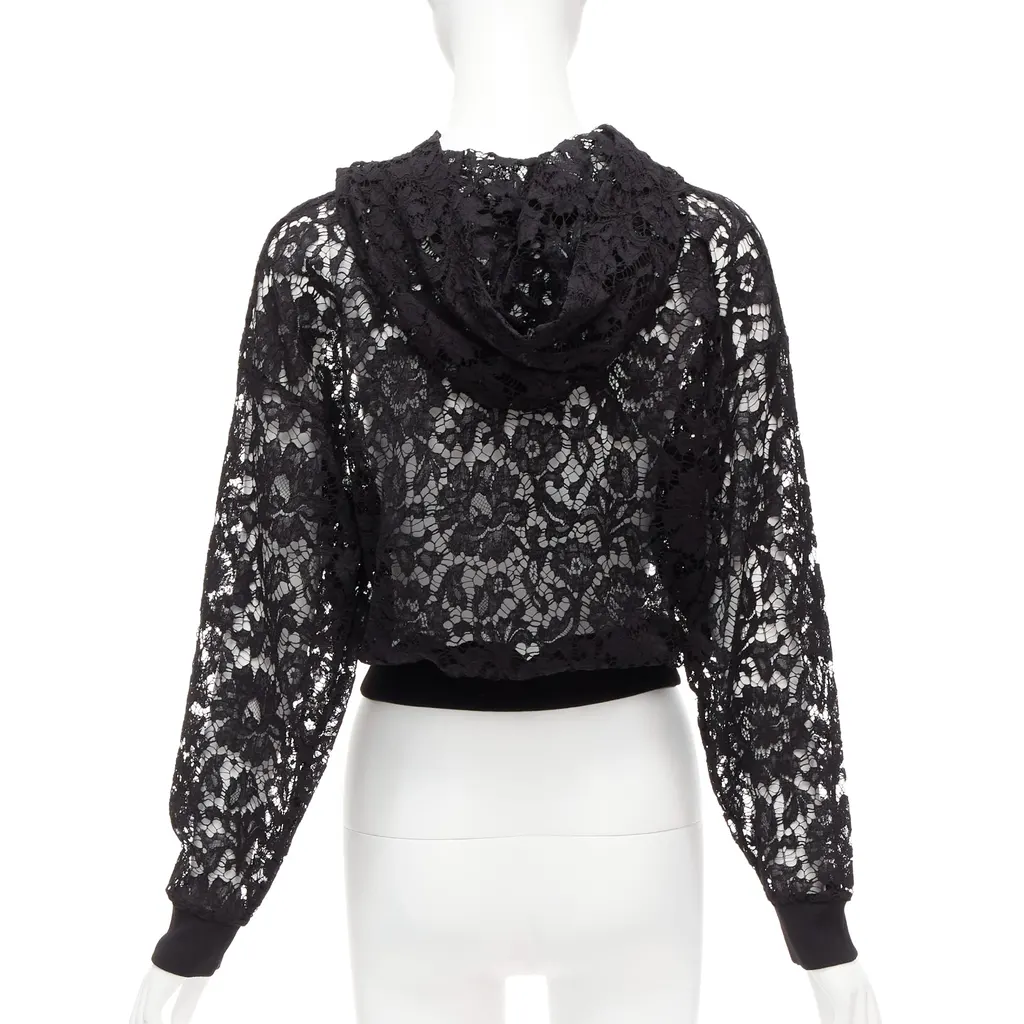 Valentino Floral Lace Hoodie Black Viscose Never worn - Box View