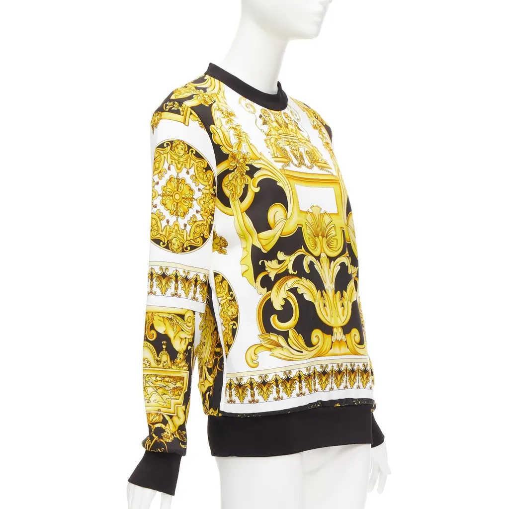 Versace Barocco Print Sweater Black Cotton Never worn - Inside View