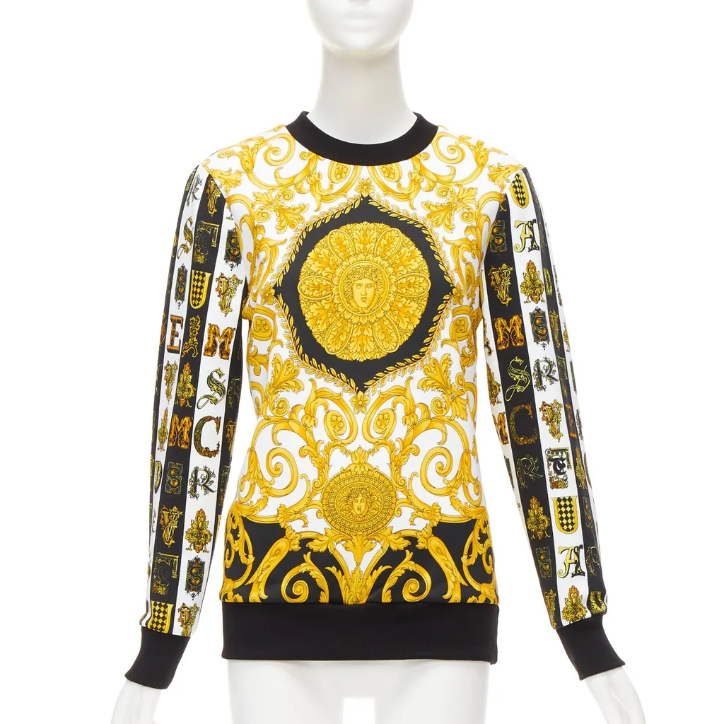 Versace Mixed Barocco Sweater Gold Cotton Very good - Front View
