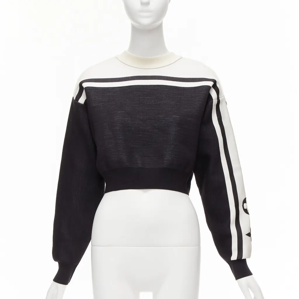 Louis Vuitton Floral Cropped Sweater Black Polyamide Never worn, with tag - Front View