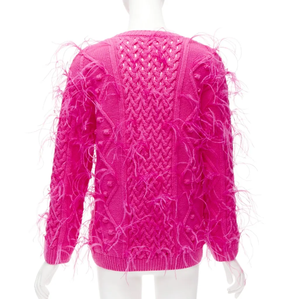 Valentino Feather Cable Sweater Pink Wool Never worn - Box View