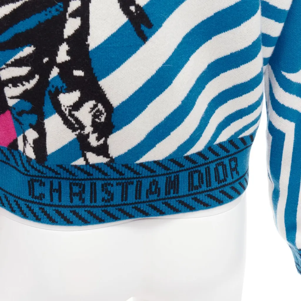Dior Zebra Graphic Sweater Blue Cashmere Never worn - Back View