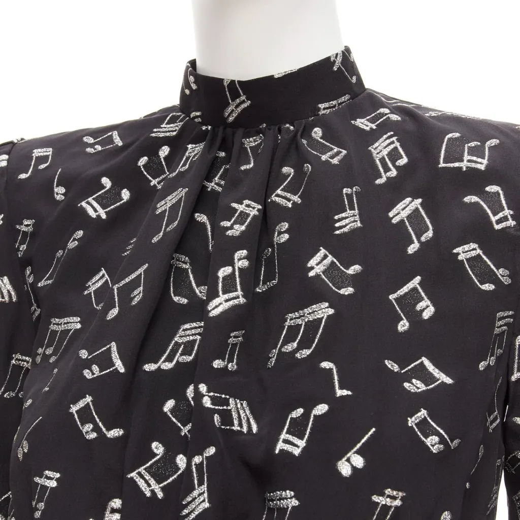 Saint Laurent Musical Note Dress Black Silk Never worn - Back View