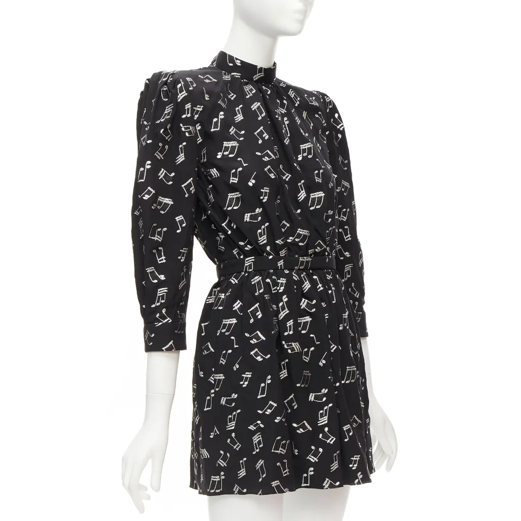 Saint Laurent Musical Note Dress Black Silk Never worn - Inside View