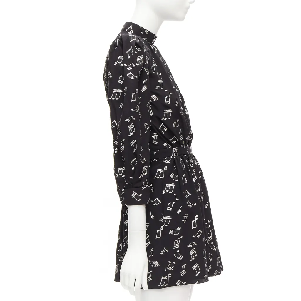 Saint Laurent Musical Note Dress Black Silk Never worn - Model View