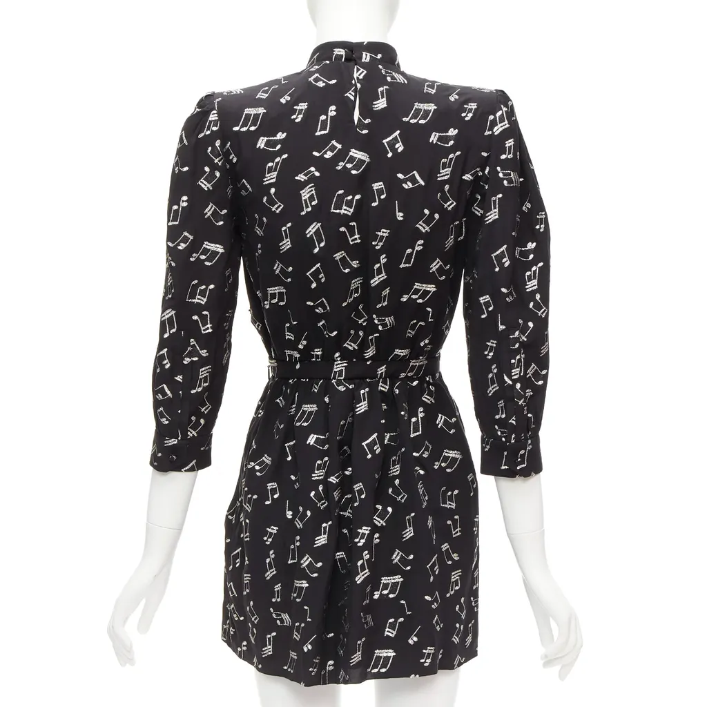 Saint Laurent Musical Note Dress Black Silk Never worn - Box View