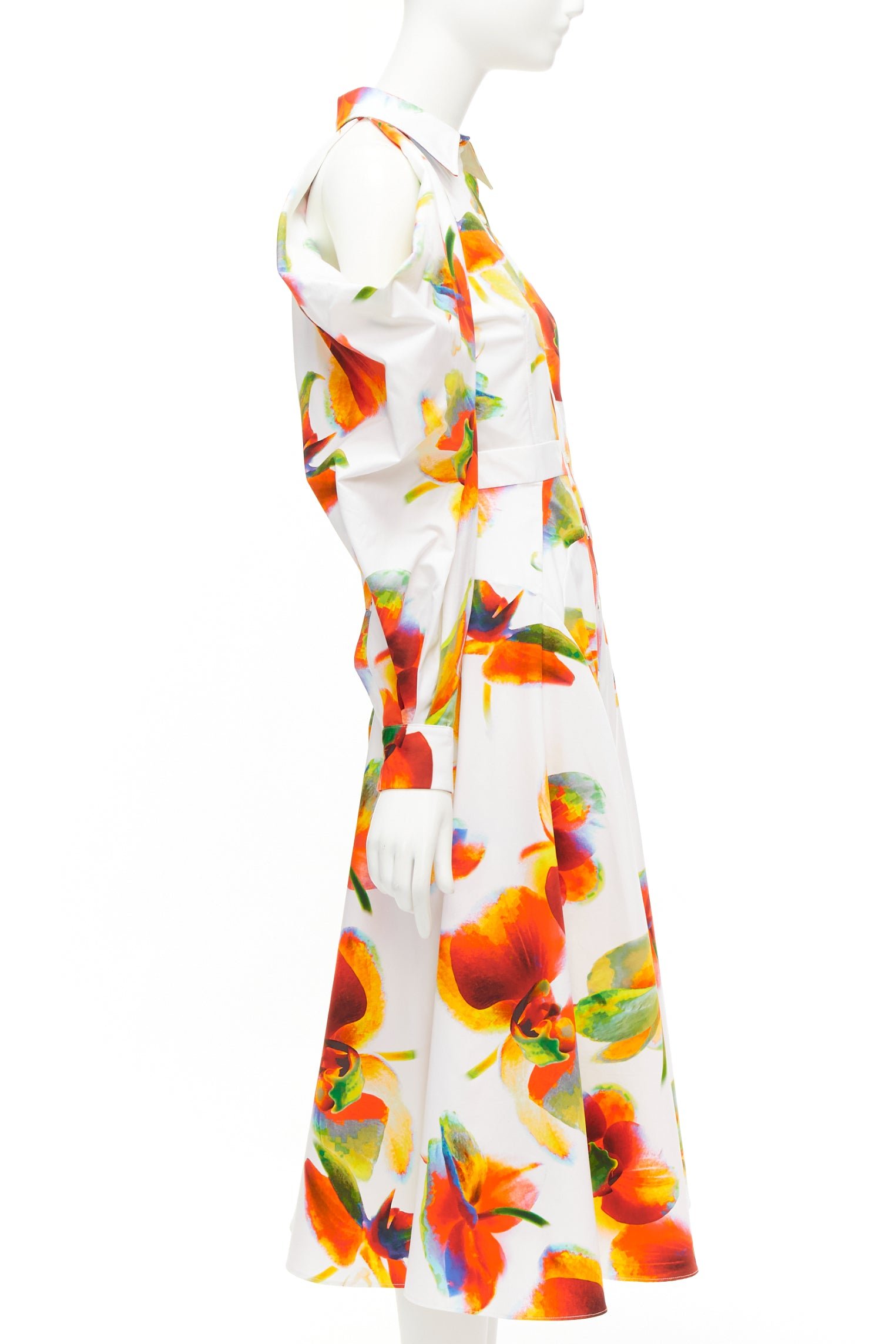 Alexander Mcqueen Orchid Shoulder Dress - 4