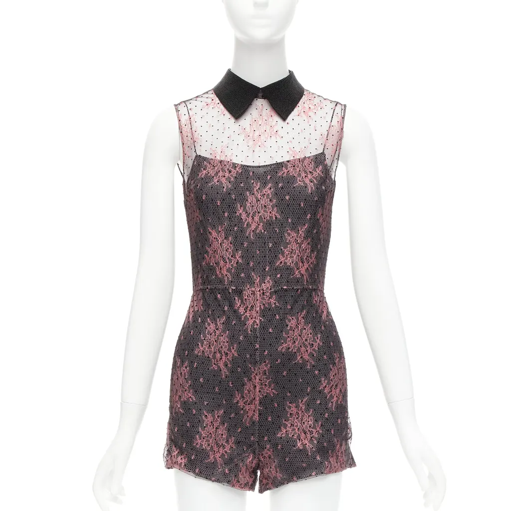 Dior Pink Lace Playsuit Pink Polyester Never worn - Front View