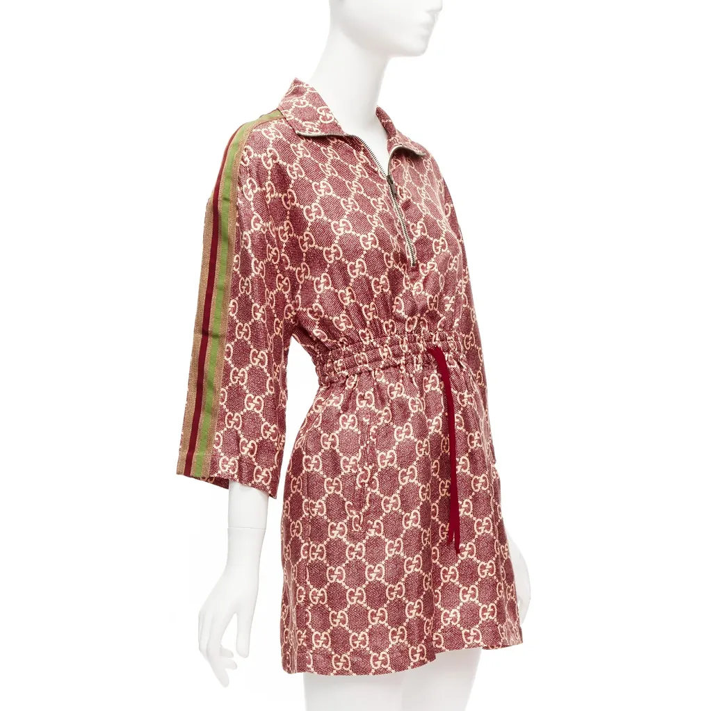 Gucci GG Monogram Dress Red Silk Very good - Inside View