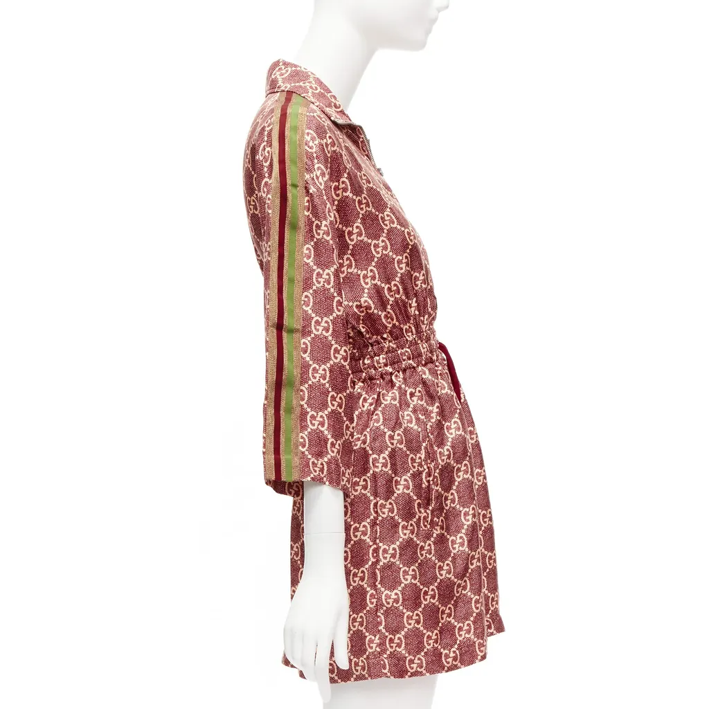 Gucci GG Monogram Dress Red Silk Very good - Model View