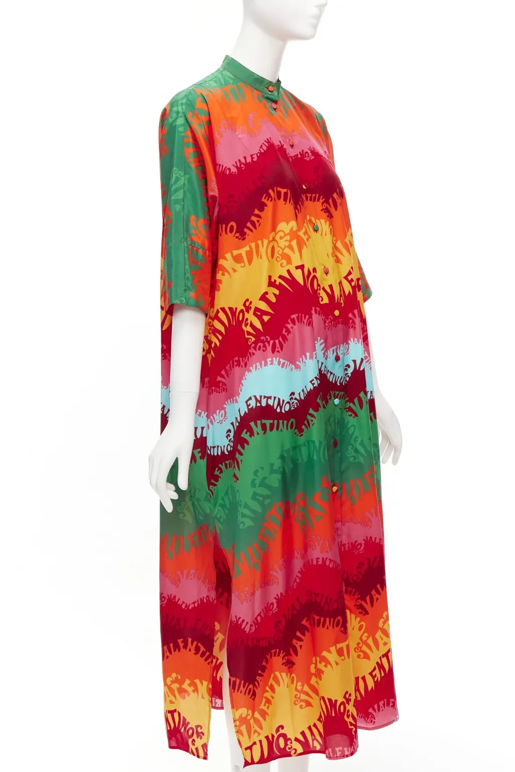 Valentino Rainbow Kaftan Dress MultiColor Silk Very good - Front View