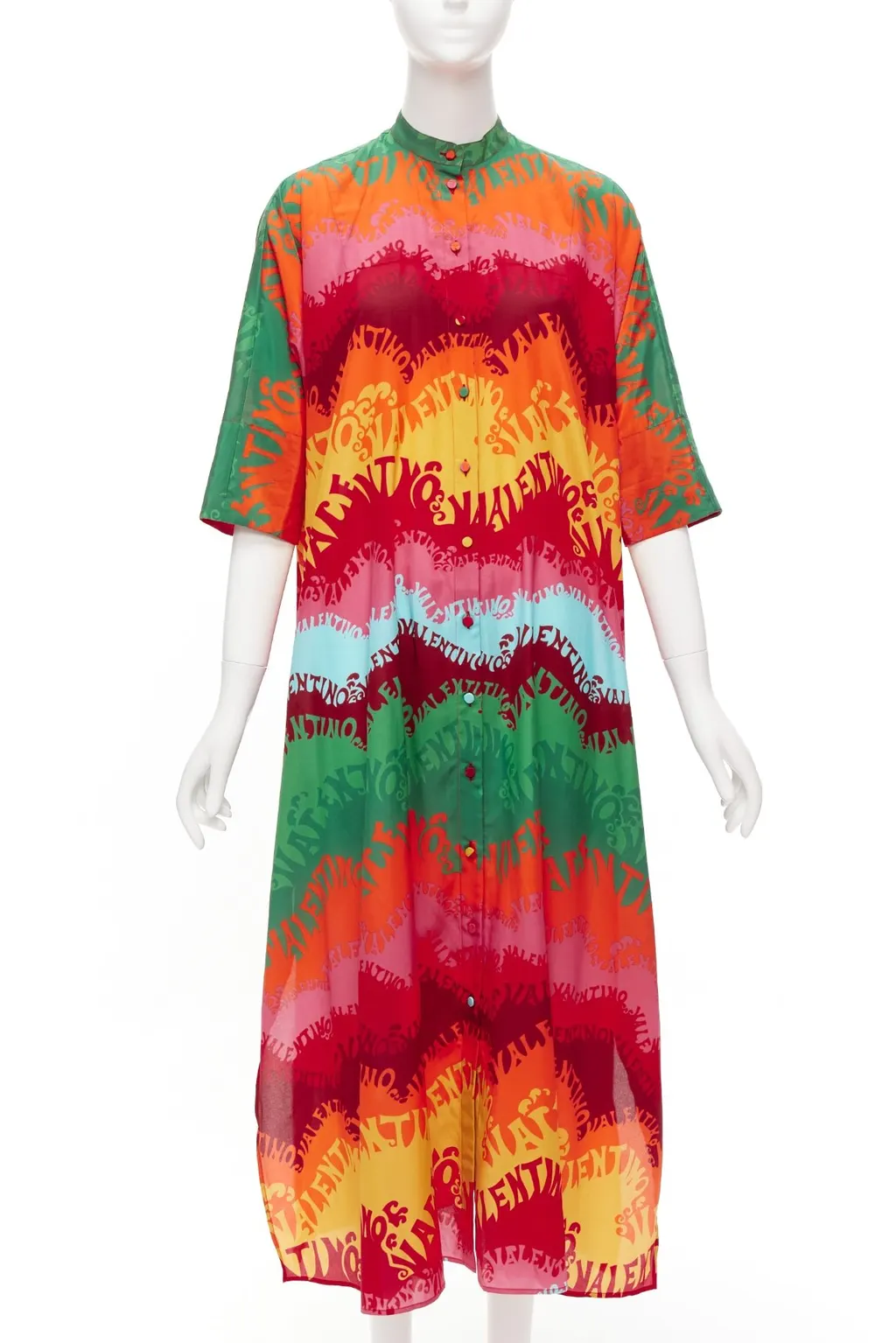 Valentino Rainbow Kaftan Dress MultiColor Silk Very good - Inside View
