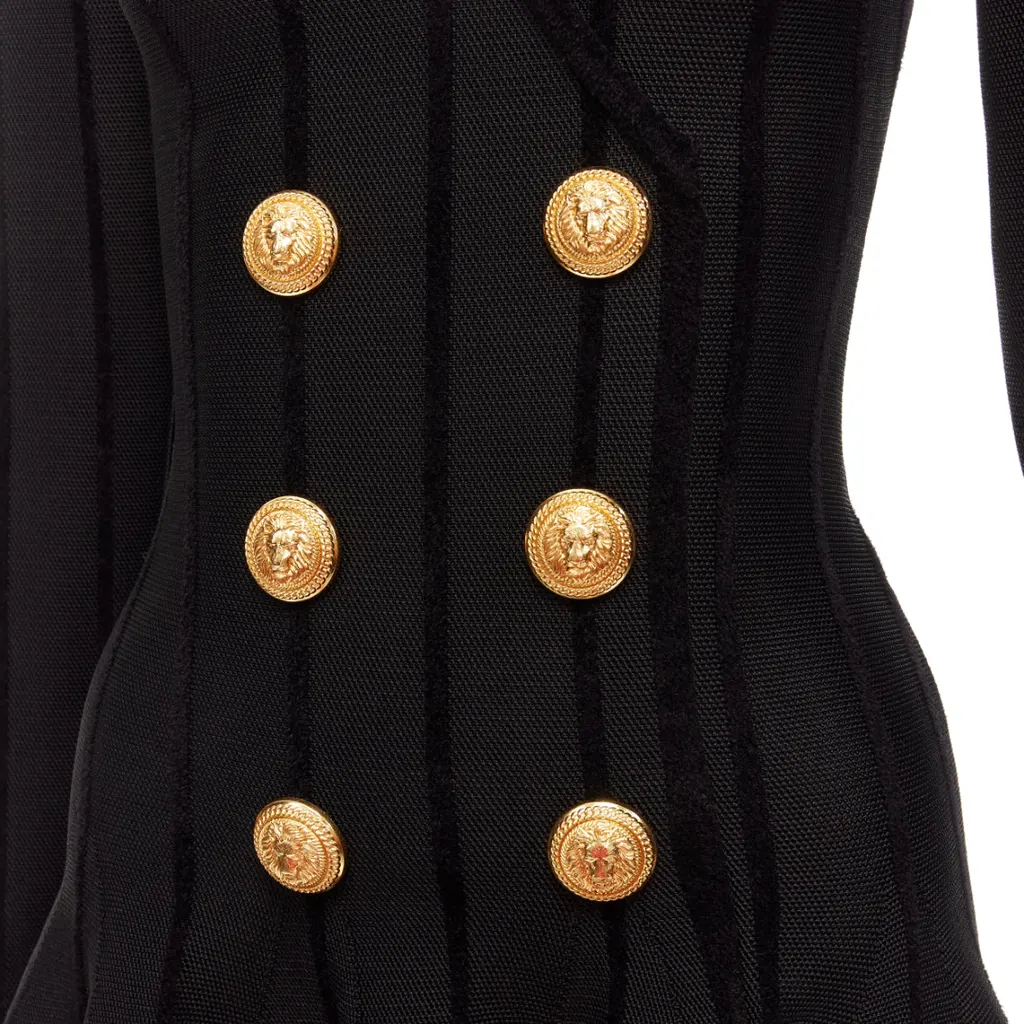 Balmain Striped Chenille Dress Black Viscose Never worn - Back View