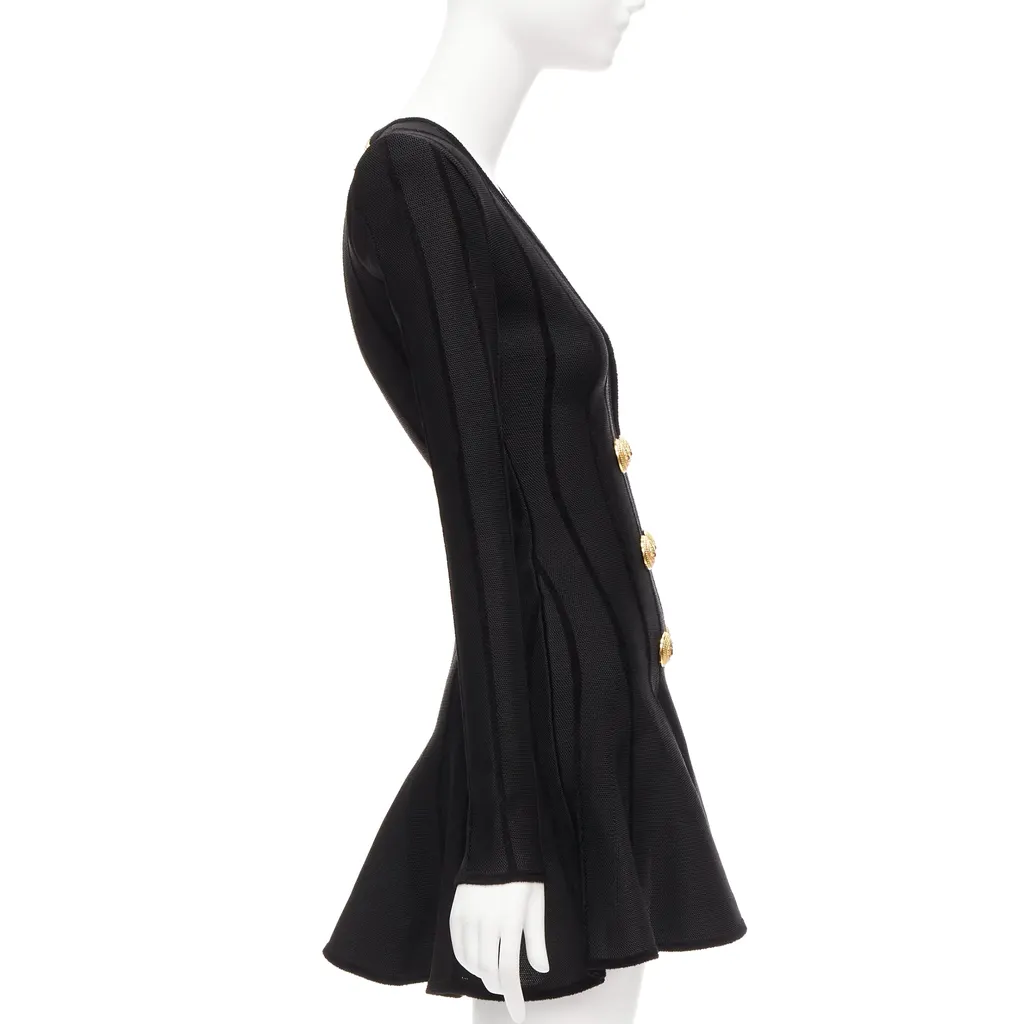 Balmain Striped Chenille Dress Black Viscose Never worn - Model View