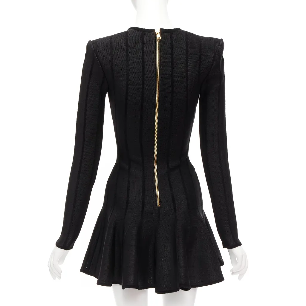 Balmain Striped Chenille Dress Black Viscose Never worn - Box View