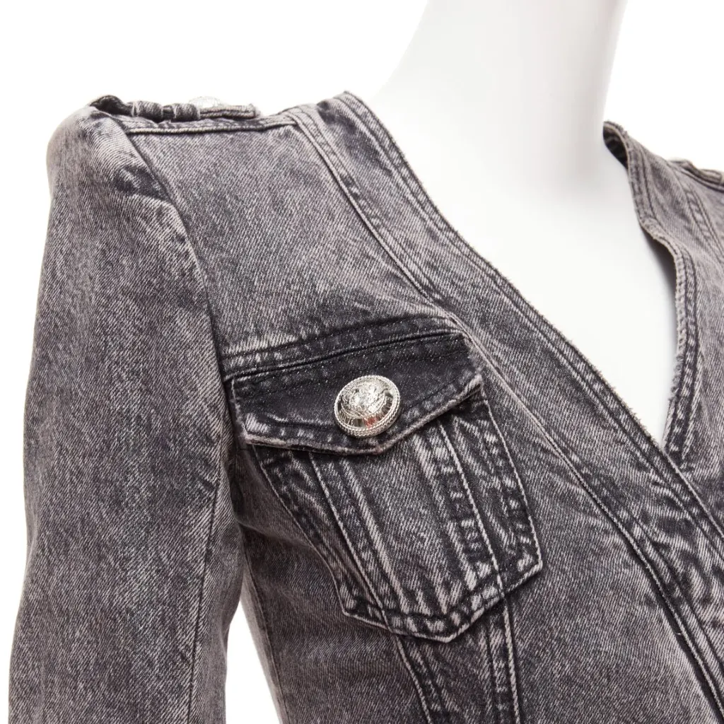 Balmain Acid Denim Dress Grey Cotton Never worn - Back View