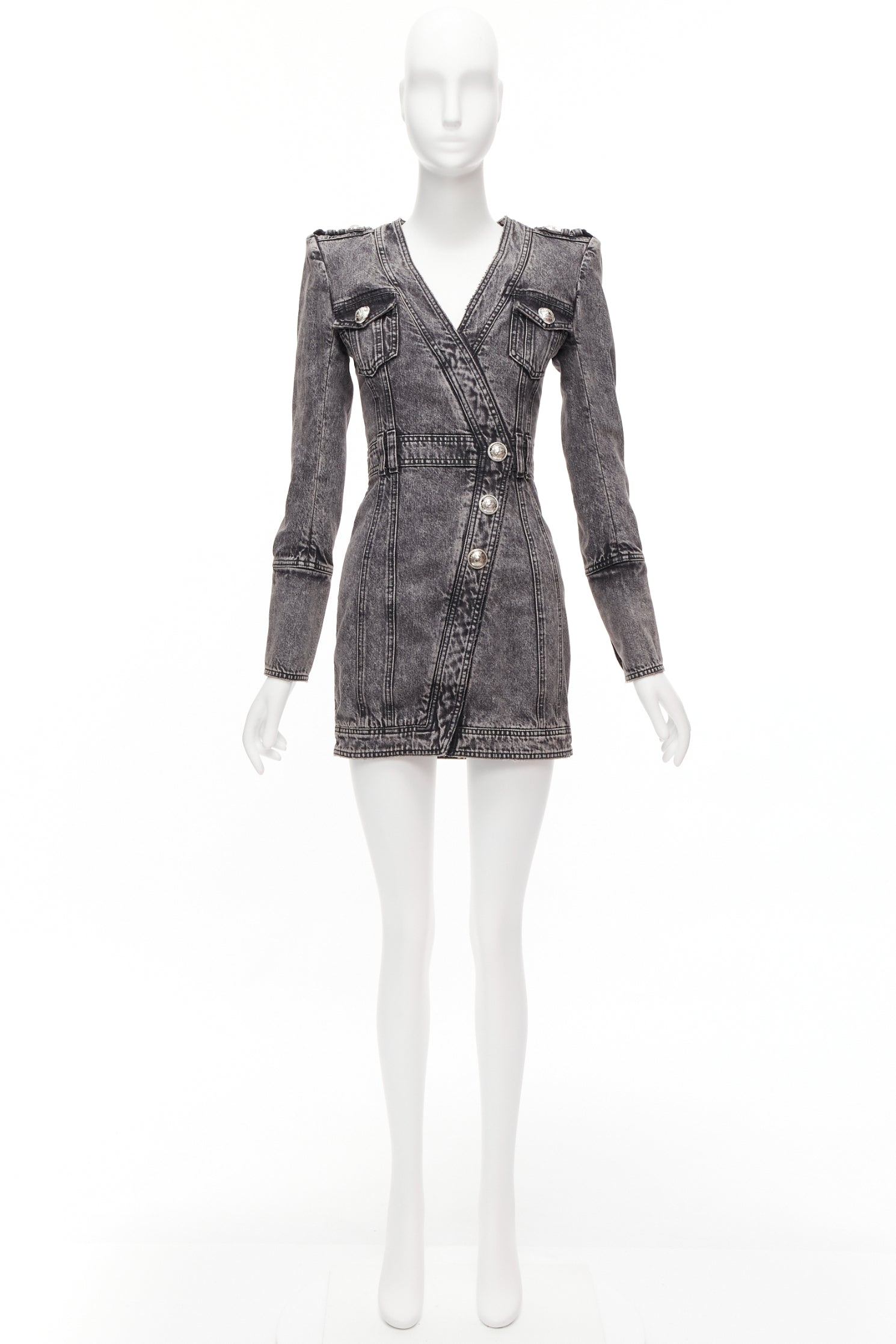 Balmain Acid Denim Dress - Image 11