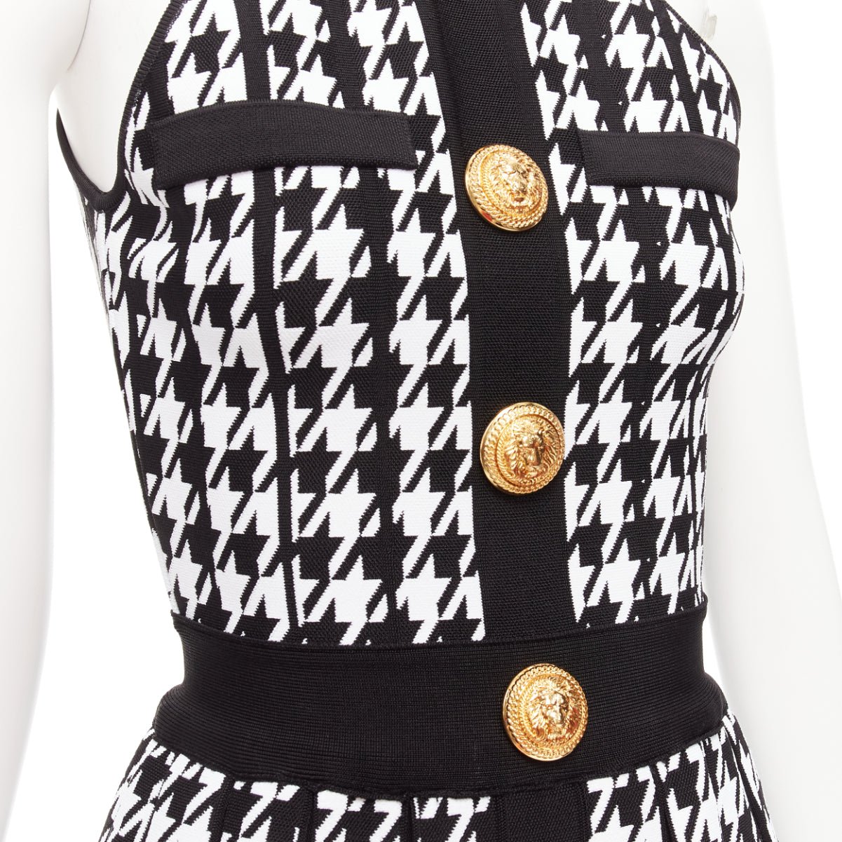 Balmain Houndstooth Halter Dress - Back view