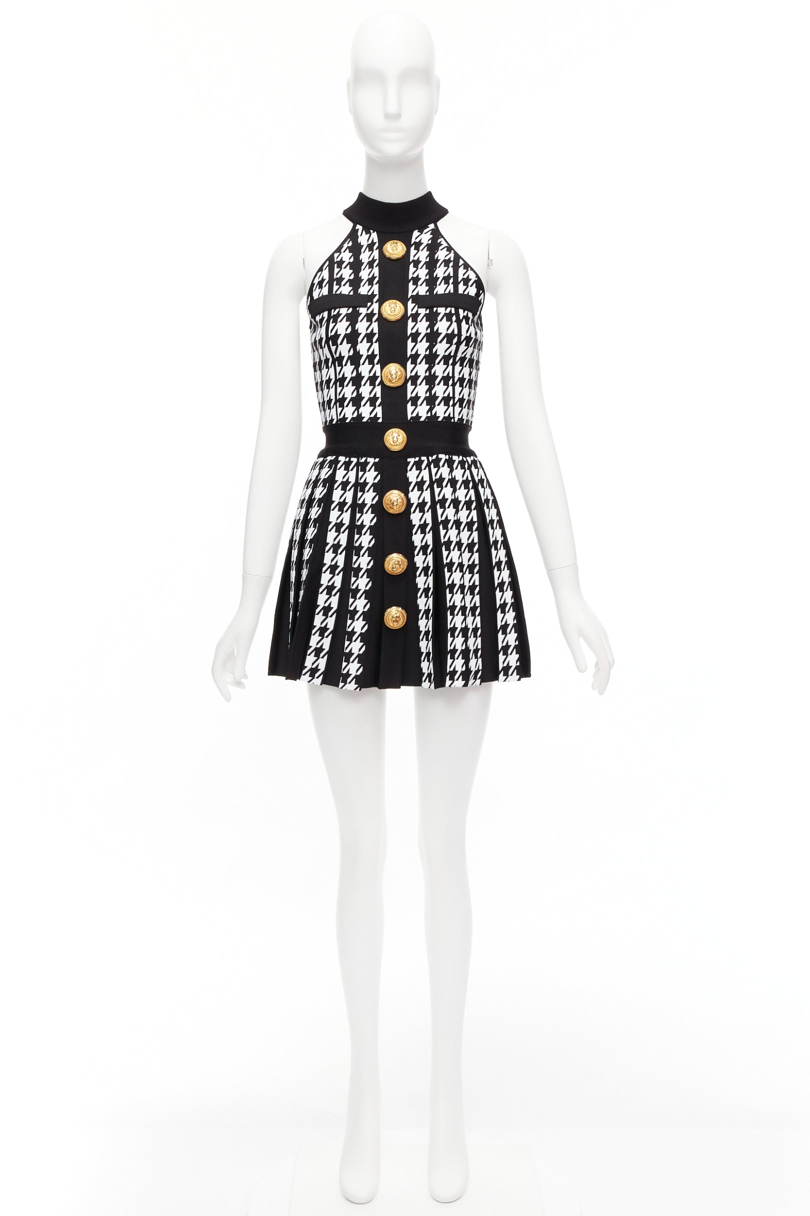 Balmain Houndstooth Halter Dress - Image 11