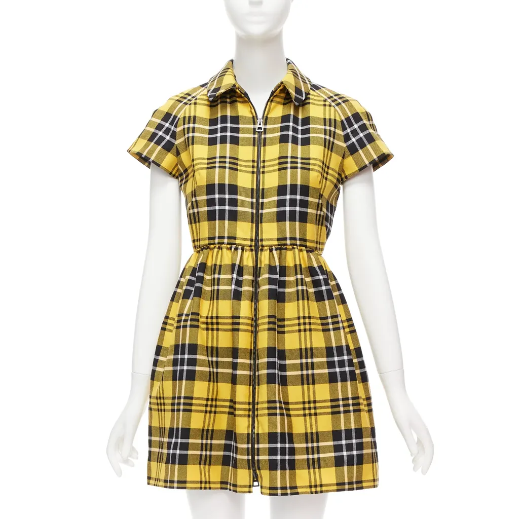 Dior Punk Plaid Dress Yellow Wool Never worn - Front View
